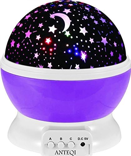 JL Future Constellation Night Light Projector Lighting Lamp 4 LED Bead with 360 Degree Romantic Rotating Cosmos Star Sky Moon Bedroom Light for Baby nursery decor (Purple)