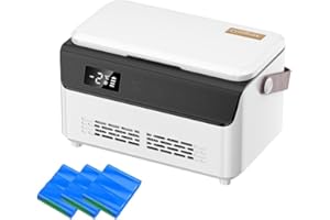 Yopyuenn Insulin Kühlbox, Mini Medikamente Kühlschrank Tragbare Medizin Kühlschrank Intelligente Temperaturkontrolle LCD Bildschirm, Zuhause Medizinische Kühltasche für Auto, Reisen,mit 3 Batterien