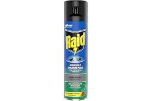 Raid Mosche e Zanzare Spray Insetticida, Antizanzare e Antimosche, Fragranza Eucalipto, Azione Rapida, 1 Confezione da 400ml