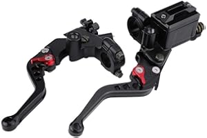 EBTOOLS General Motocicleta 7/8"(22mm) Freno Embrague CNC Aluminio Palanca del cilindro maestro Freno Embrague Tanque hidráulico Vara (1 par)