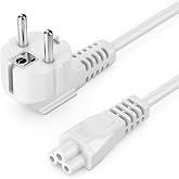 deleyCON 5 m Power Cable IEC C5 Type F 90  Clover Leaf Coupling - White