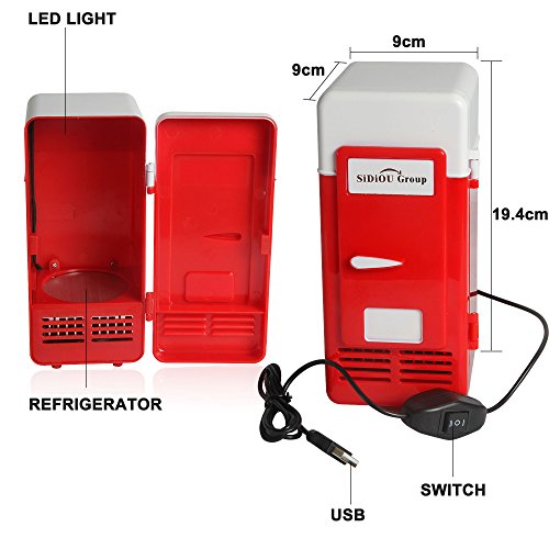 Sidiou Group Handliche Mini-USB-Kühlschrank Cooler Gadget Beverage Getränkedosen Kühler / Wärmer Kühlschrank rot - 2