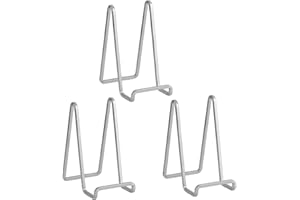DIDUDIDU Plate Holder Easel Display Stand - 6 inch Metal Plate Stands for Display - Tabletop Picture Stand - Silver Iron Easels for Display Pictures | Photo Frames | Book | Decorative Plates | Plaque - 3 Pack