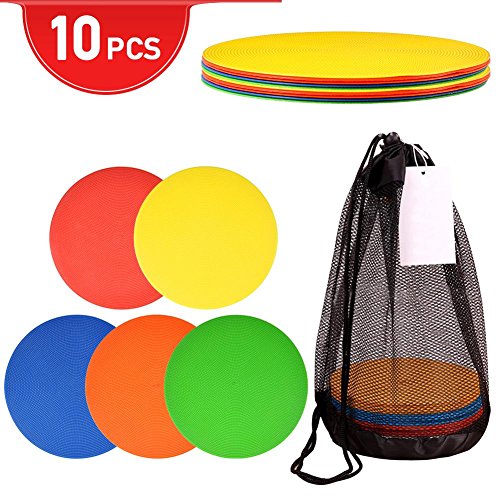 SolUptanisu Marqueurs à Disque Plat, cônes de marquage de Zone d'agilité de Vitesse de Silicone Ronde de 10Pcs pour Le Football, Basket-Ball, Baseball, Football