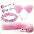BeHorny Bondage Set, Kitty Cat Collar, Ears, Butt Plug Tail, Nipple Clamps