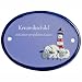 Produktbild Handarbeit aus Schleswig-Holstein Keramikschild 9,5 x 7,5 cm Zwei Schafe vor Leuchtturm (hellblau)