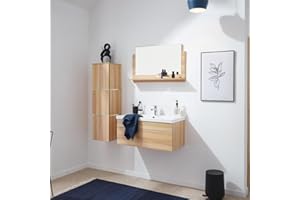 HOME DELUXE - Set di mobili da bagno - WANGEROOGE BIG legno - Grande - incluso lavabo e accessori completi - Larghezza lavabo: ca. 80 cm I Mobile da bagno lavabo set di mobili da bagno