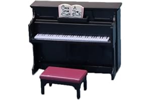 FLOTRUTE Maison de poupée miniature piano avec chaise 1:12 pour maison de poupée - Piano noir avec chaise - Maison de poupée miniature - Scène de maison de poupée