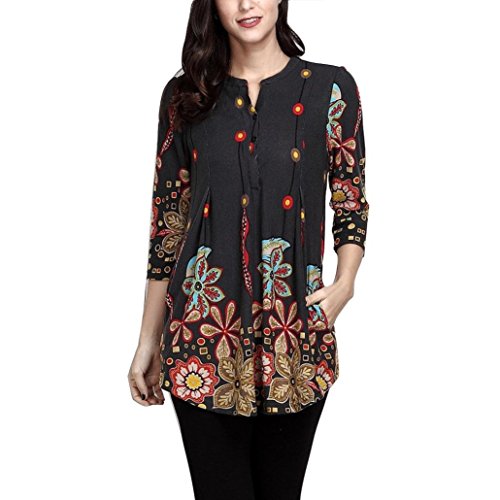 Manga Tres Cuartos de Mujeres Impresión de Tops Casuales Camiseta Suelta Parte Tops Blusa ?? Manadlian