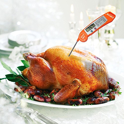 OVOS Ultra Schnelles Koch-Thermometer – Digitales Thermometer mit einklappbaren Stiel für alle flüssigen oder festen Nahrungsmittel geeigent – Fleischthermometer für Grill, Pfanne und Backofen (orange) - 6