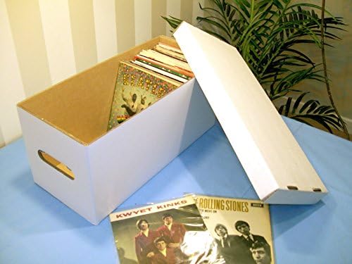 7" SINGLE WHITE STORAGE BOXES X5 - EACH HOLDS 180-200 RECORDS!