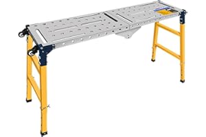 Plateforme de Travail, Hauteur Réglable Échafaudage, TOOSOAR Echafaudage Pliant, 36 x 140 CM