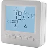 Termostato Digitale Con Tasti Programmabile Per Caldaia A Gas Murale Da Parete Alimentato Con 2 Pile AA, Bianco