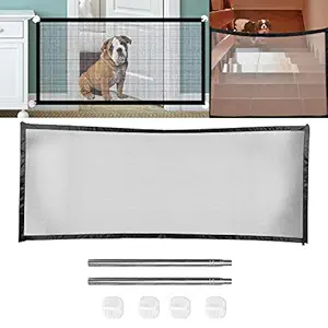 Jectse Mesh Pet Gate, Baby Safety Gate Portable Folding Safety Fence Retractable Mesh Door Pet Supplies Dog Gate Pet Gate