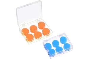 QINCLING 12 PCS Silicone Ear Plugs Soft Protective Waterproof Noise Cancelling Putty Ear Plugs Moldable Earplugs Set with 2 Clear Storage Boxes for Swimming Sleeping
