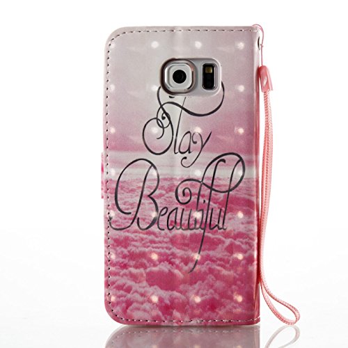 Samsung Galaxy S6 Leder Hülle,Galaxy S6 Book Case,TOYYM Folio PU Leder Wallet Tasche Case mit Standfunktion Karteneinschub und Magnetverschluß,Notebook Flip Cover Brieftasche Handytasche Innere Bumper Back Case Etui Hüllen für Samsung Galaxy S6,Beauty - 2