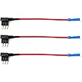 3 Pieces 12V Fuse Tap, Micro 3 Pin 16AWG Car Adding a Circuit Adapter Fuse Kit Fuse Holder Mini Low Profile Tap Adapter Car Fuse Holder Piggy Back Fuse Holders for Cars Boats Trucks, 9 Inch