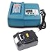 Produktbild Akkuschrauber Makita BL1840 4.0 Ah 18V Li-Ion Werkzeugakku + Ersetzen Makita DC18RA Ladegerät DC18RC, 18 Volt, 1,5Ah