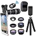 Produktbild Handy Objektiv, 7 In 1 Objektiv Set, 18x Teleobjektiv + 180 ° Fisheye Objektiv + 0,65x Weitwinkel + Makroobjektiv, Clip-On-Objektive Kompatibel FüR iPhone X 8 7 6 Plus, Samsung Meisten Smartphone