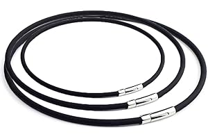 Lola & Gala Catena di Cuoio per Collana Uomo e Donna | Vera Pelle Liscia | Chiusura in Acciaio Inossidabile Easy Click | Cordoncino Nero per Pendenti | Varie Misure