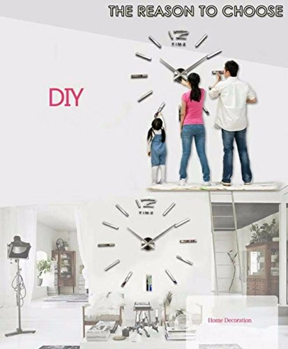 MECO 3D Wanduhr DIY Design Wohnuhr Nummer Ziffer Uhr Wandaufkleber Wandtattoo Deko - 4