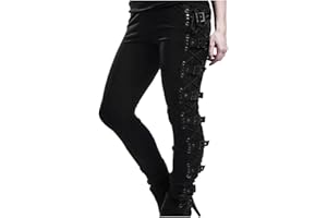 IQYU Pantaloni da donna steampunk gotici, elasticizzati, punk, per il tempo libero, stile vintage, medievale, punk, taglie grandi, per il rinascimento, cosplay, streetwear