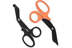 GGUFAY 2 pcs Tijeras Médicas, EMT Doblado 7.7 Inch Acero Inoxidable Chapado Titanio Mate de Tijeras de Vendaje o Gasa para Médico o Enfermera, Sala de Emergencias o Campamento Al Aire Libre