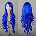 32" 80cm Long Hair Heat Resistant Spiral Curly Cosplay Wig(Dark Blue)