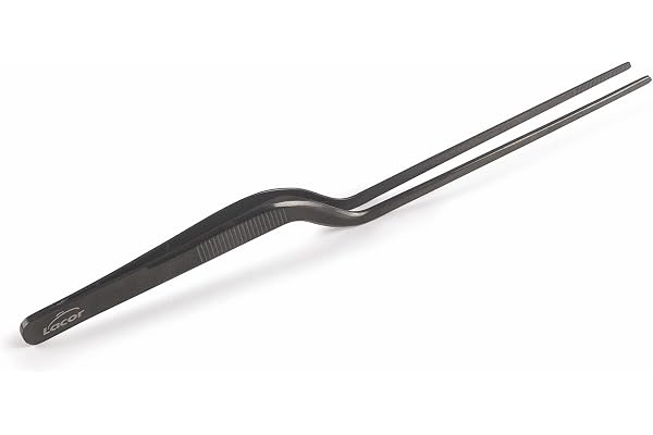 Lacor - 62874 - Pinces de cuisine de précision pour placage Titan Black, Acier inoxydable 18/10, Poignée antidérapante, Qualité maximale, Longueur 16 cm, Noir mat
