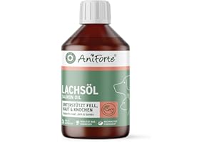 AniForte Olio di Salmone Premium per Cani e Gatti 250 ml - Spremuto a Freddo con acidi Grassi Omega 3 e Omega 6, Olio di Pesce per Cuccioli, Adulto, Senior, Imballaggio riciclabile Senza BPA
