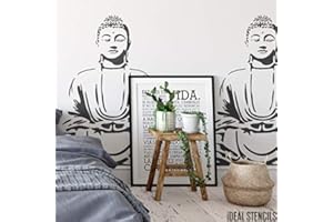 Bouddha Méditation Pochoir | Décoration Artistique & Loisirs Créatifs Modèle | Peinture Toile Art, Murs, Tissus, Meubles | Différentes Tailles Options | Pochoirs Réutilisables par Ideal Stencils |
