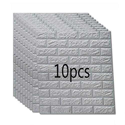GLL-qianzhi 10 UNIDS 3D Imitación de Ladrillo Etiqueta de La Pared Blanca, DIY Wallpaper Autoadhesivo Extraíble Impermeable, Salón Dormitorio Decoración Wallpaper 70CMx77CM