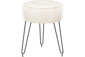 ‎YMYNY YMYNY Schminkhocker Stuhl, Hocker im Kürbisstil, Pouf Couch Hocker, Moderner Multifunktionaler Make-up-Hocker für Schlafzimmer, Wohnzimmer 32 x 32 x 44CM Weiß HBD036W