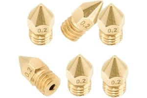 3D FREUNDE 6 Stk. MK8 Makerbot RepRap Anet A8/A6 Flashforge CtC Extruder Hotend Druckkopf Düse aus Messing für 1.75mm Filament 3D Drucker (Nozzle) M6 (6 * 0.2mm)