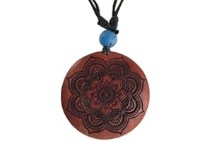 Chic-Net® - Collana in Legno con Incisione in Turchese, Regolabile, Unisex