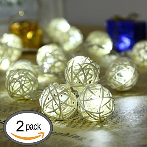 Ryham LED String Lights Decorative light Battery Operated Lanterns 16 LED 7.38FT 2.25M White(2 Pack)