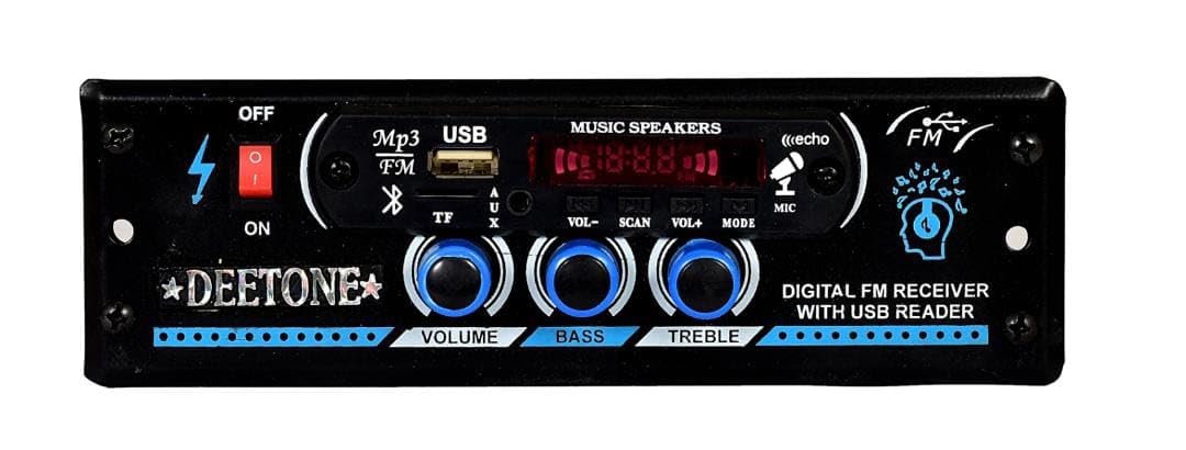 DEETONE High Power Universal Fit MP3 Car Stereo | Dual USB, Bluetooth, FM, AUX, Remote | Built-in Equalizer with Bass & Treble Control | 1-Month Internal Parts Warranty