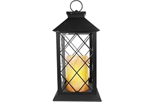 Eaxus® Farol con vela LED blanca cálida, lámpara decorativa para jardín y salón con efecto de llama