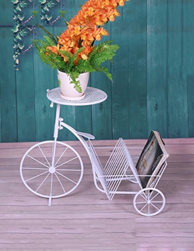 RZM flower pot shelf European Style Iron Flower Rack Floor Type Tricycle Shape Flower Pot Frame White Living Room Furnishings Bicycle Shape Bonsai Flower Rack plant stand
