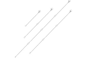 TIESOME Lot de 4 rallonges de collier en acier inoxydable pour femme - 5,1 cm, 10,2 cm, 15,2 cm, 20,3 cm - Pour la fabrication de bijoux pour femmes (argenté)