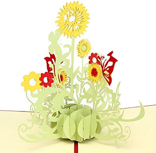 UNIQUEplus SUNFLOWER Creative 3D Pop UP Greeting Kirigami Gift Cards for Anniversary, Wedding, Birthday, Couple, Mother's Day, Father's Day, Thank You