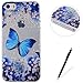 Produktbild Apple iPhone 5/5S/SE hülle, Feeltech Weiche TPU Gel Silikon Schutzhülle Bunter netter Muster Entwurf Kratzfeste stoßdämpfende Premium Liquid Crystal Soft Ultra Dünn Transparent Bumper Schutz Handy hülle Perfekte Passform Durchsichtige Rückdeckel für Apple iPhone 5/5S/SE - Schmetterlings-Blume
