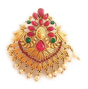 hair clips for girls children matte finish jeda veni with ruby red and green color stones and imitation pearls hanging latest juda pin jeda billa metal center clip bun pin for women