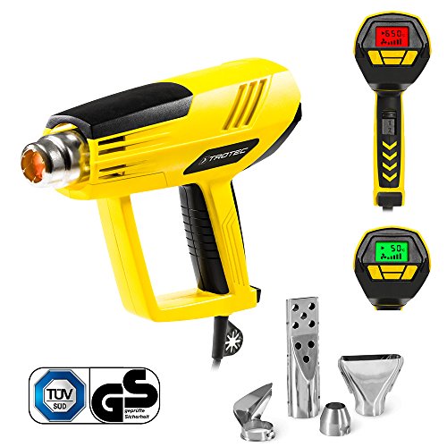 TROTEC Heißluftpistole HyStream 2100 (2.000 Watt) bis max. 650 °C (in 10 °C-Schritten) mit Kaltstufe, Farb-LCD und vielseitig einsetzbarem Vorsatzdüsen-Set