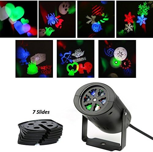 HOWSAN Rotating Rgb Projection Led Lights, Multicolor with 7PCS Switchable Pattern Lens for Valentine's Day, Birthday, Holiday, Wedding, Party, Kids Room, Home Decor