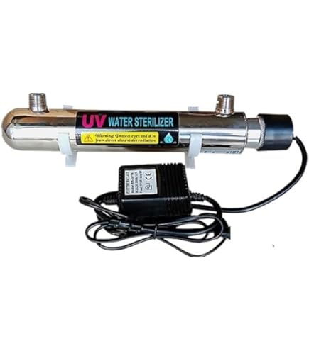 Realgoal Purificateur D'eau UV 55 W 12 GPM, Avec 2 Lampes Supplémentaires, 1 Manchon à Quartz, 1 Ballast Supplémentaire, Filtre à Eau UV Pour Purification De Toute La Maison