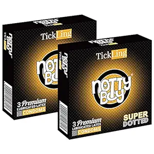 NOTTY BOY TickLing 1500 Dots Extra Dotted Condom For Men - 6 Count (Pack of 2)
