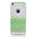 Produktbild iPhone SE Handyhülle, iPhone 5 Hülle, iPhone 5S Schutzhülle, MUTOUREN Durchsichtig TPU Silikon Case Cover Ultradünne Etui Crystal Transparent Weich Flexibel Rückdeckel Kratzfeste Stoßdämpfende Indische Sonne Henna Mandala, Grün