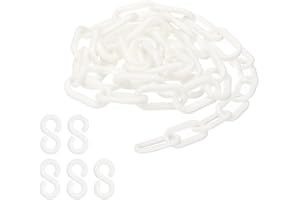 PATIKIL Plastic Chain,3 FEET Safety Barrier Chain for Crowd Control, 1/4inch(6mm) White Plastic Chains Links for Queue Lines, Parking, Fences, Gate, Concerts, and Decoration
