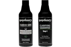 Nanobeauty Brazilian Keratin Hair Straightening Treatment Kit, Diamond Infused, 250ml, Vegan, Blow Dry, Smoothing/Repair, Arganöl, Formaldehyd Free Plus 250ml Shampoo